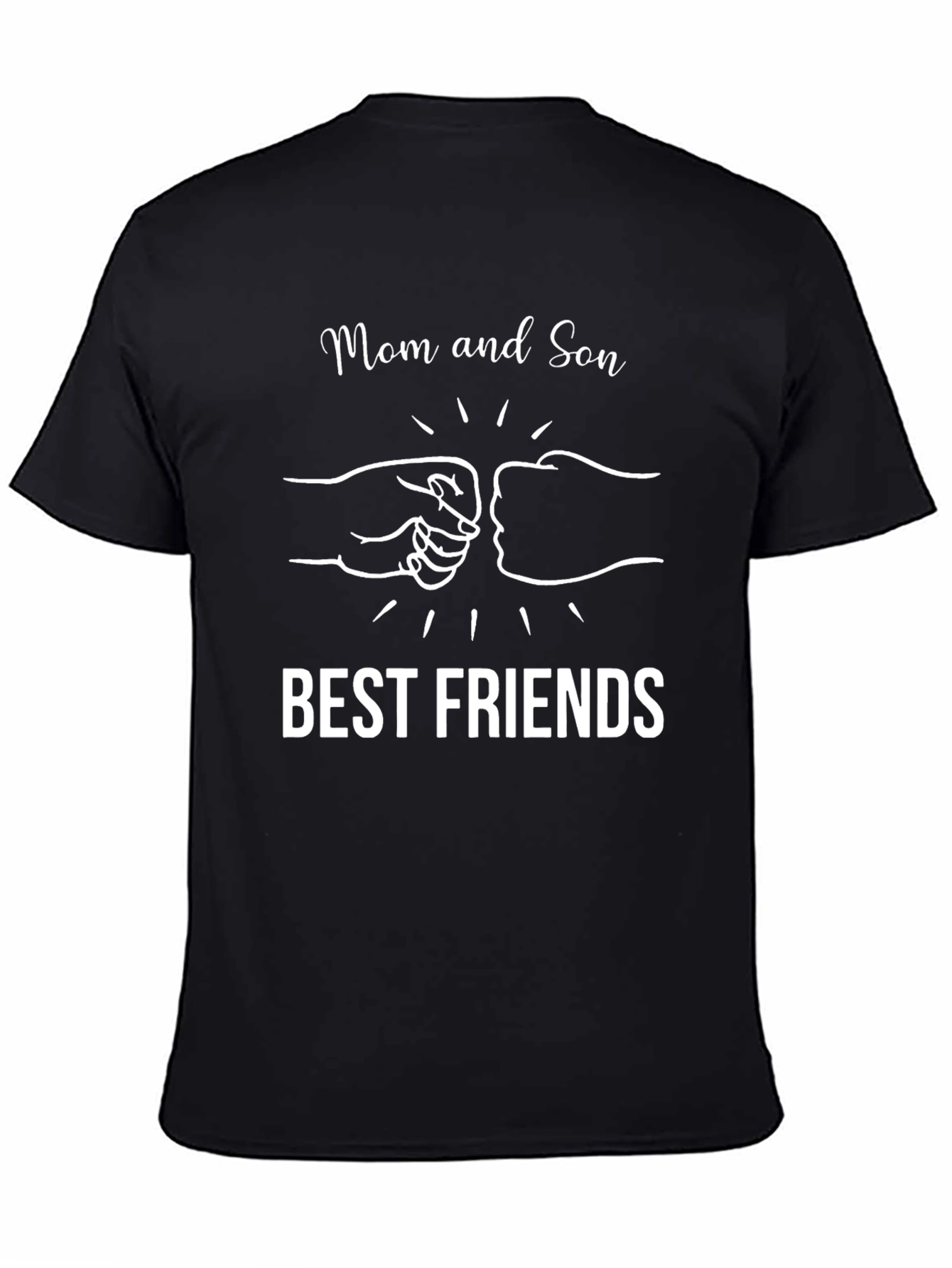 Mom and Son Best Friends Black Graphic T-Shirt