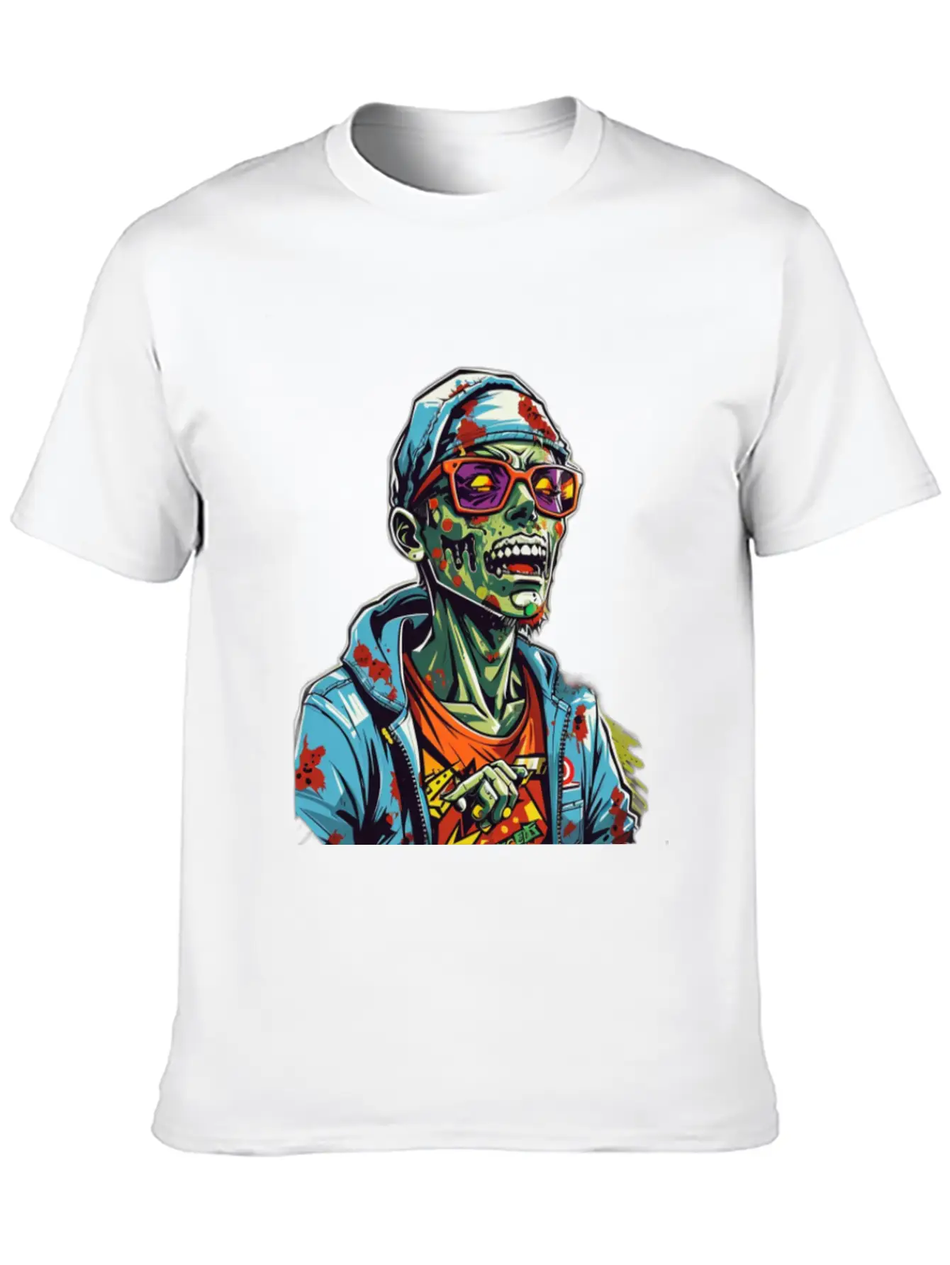 Zombie Haunter Halloween Meets Zombies Unisex Short Sleeve Soft Cotton T-Shirt – Casual Everyday Wear