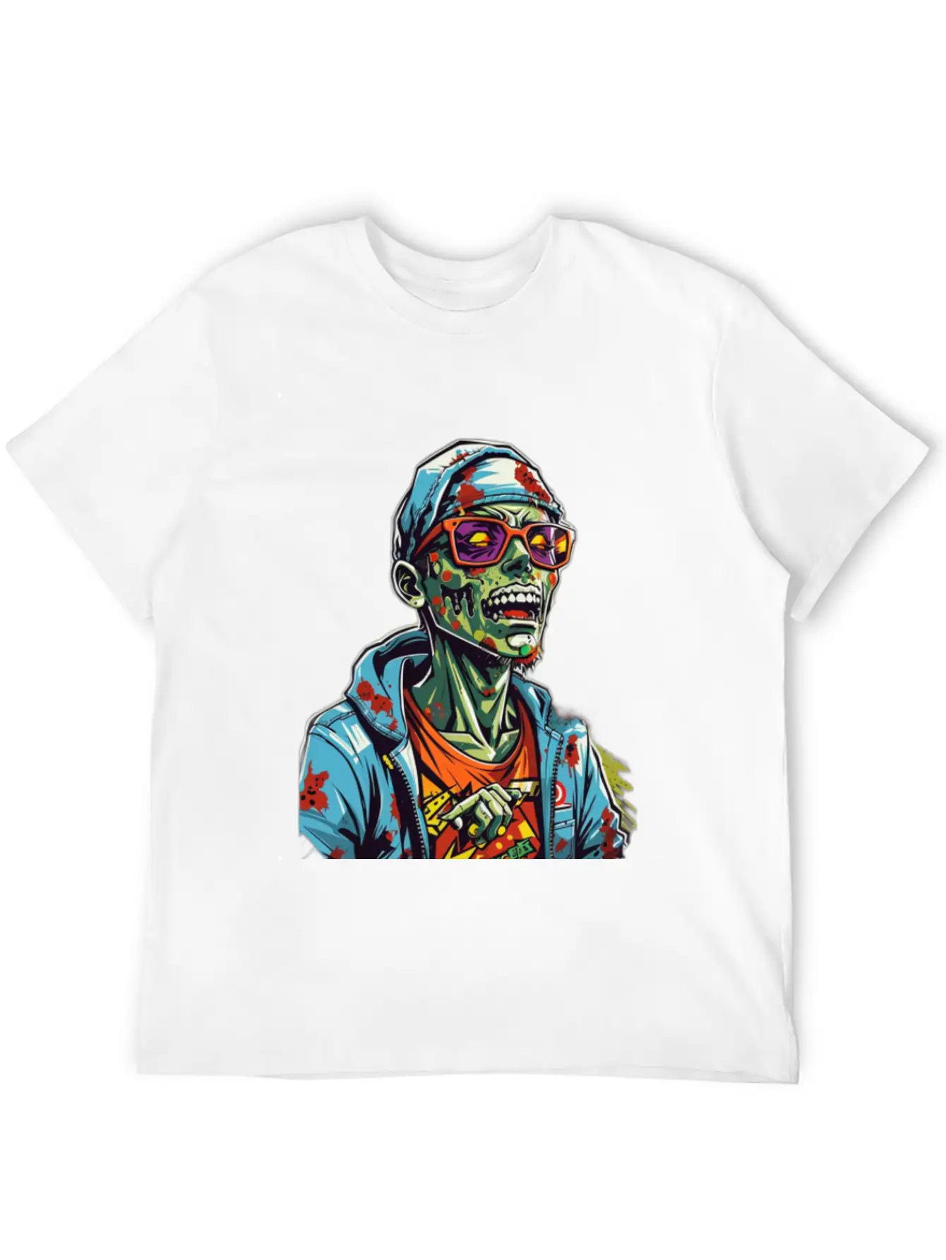 Zombie Haunter Halloween Meets Zombies Unisex Short Sleeve Soft Cotton T-Shirt – Casual Everyday Wear