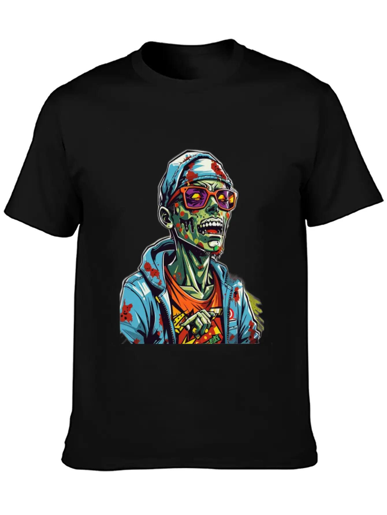 Zombie Haunter Halloween Meets Zombies Unisex Short Sleeve Soft Cotton T-Shirt – Casual Everyday Wear