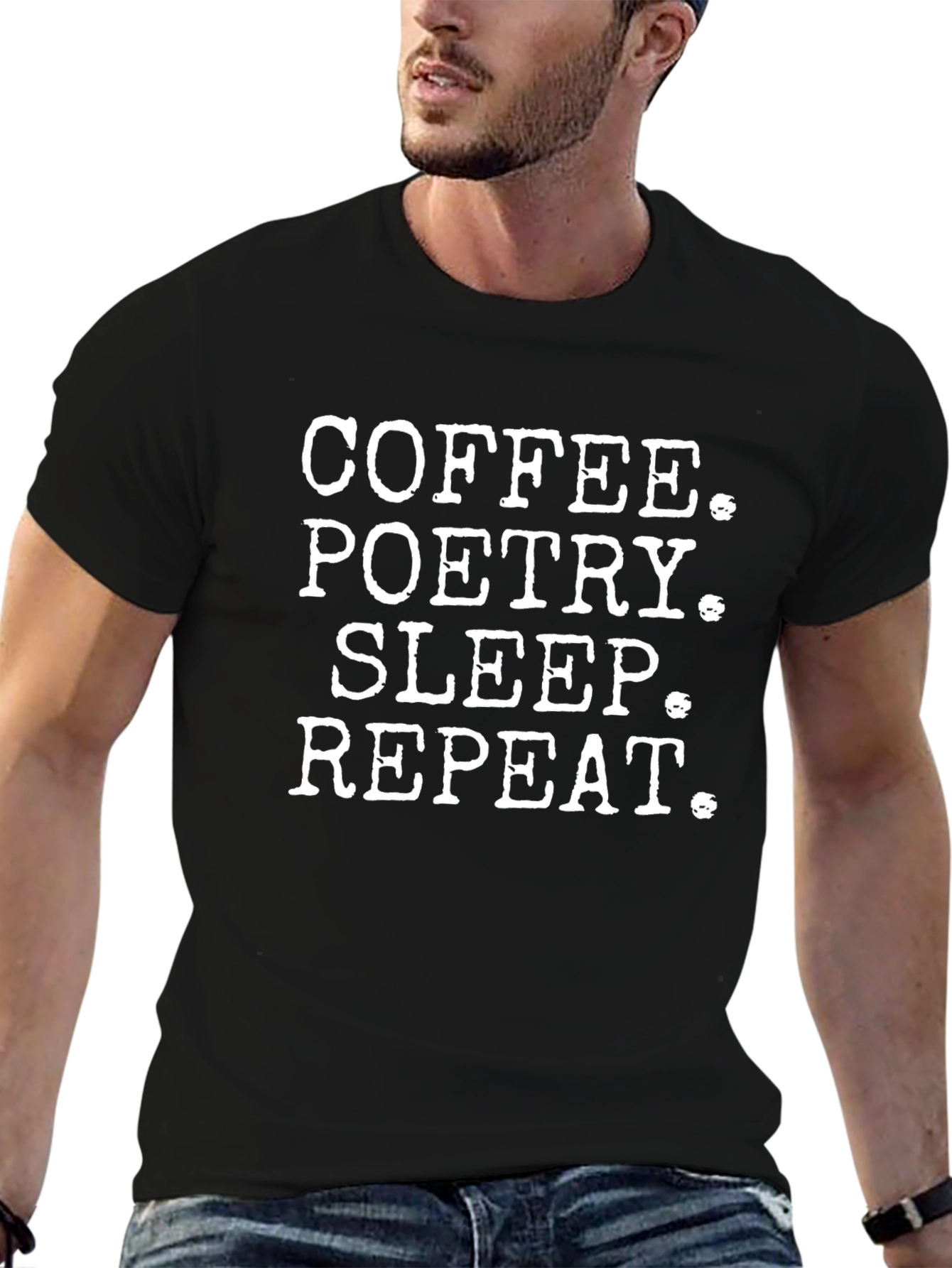 Coffee Poetry Sleep Repeat Graphic T-Shirt