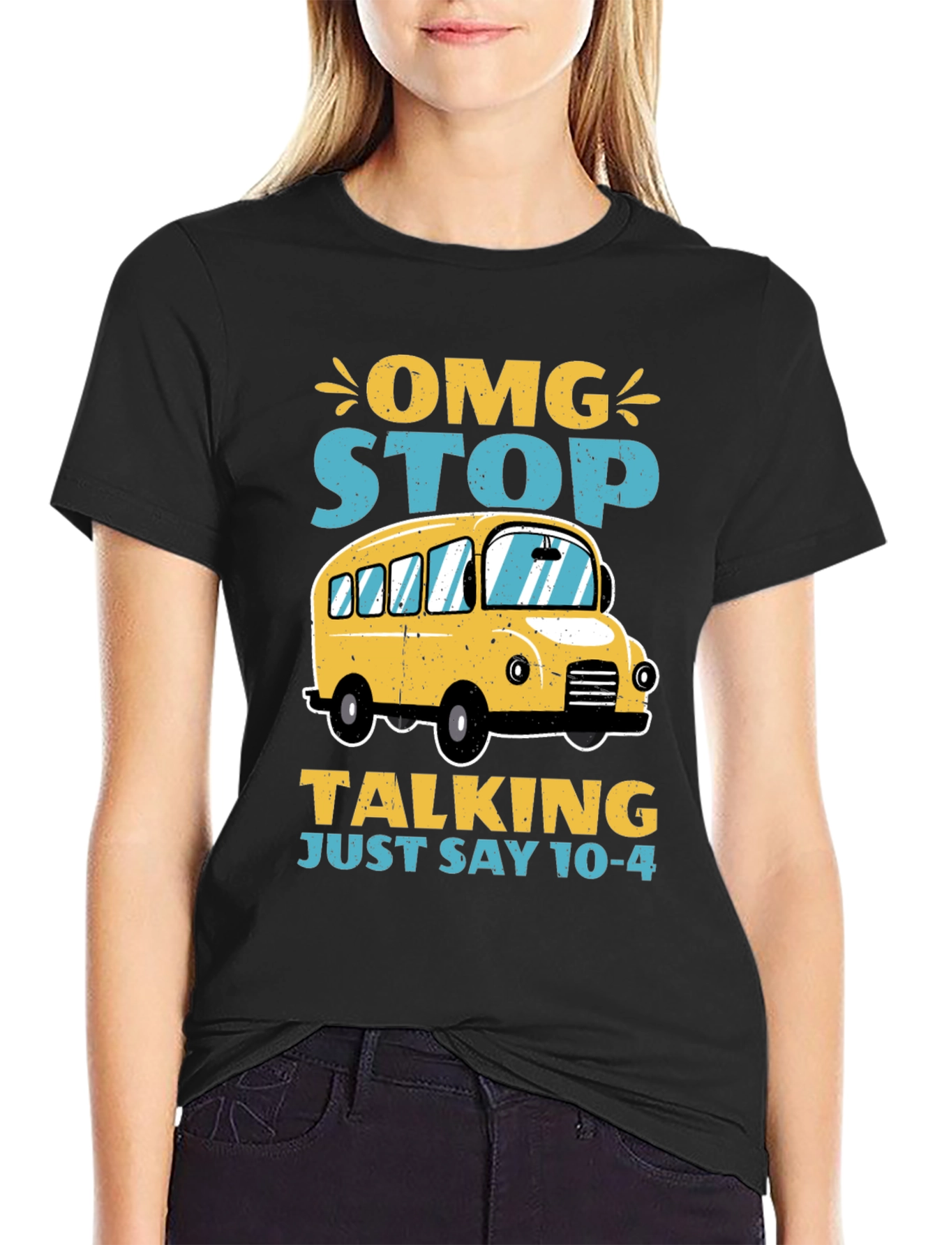 OMG Stop Talking School Bus T-Shirt