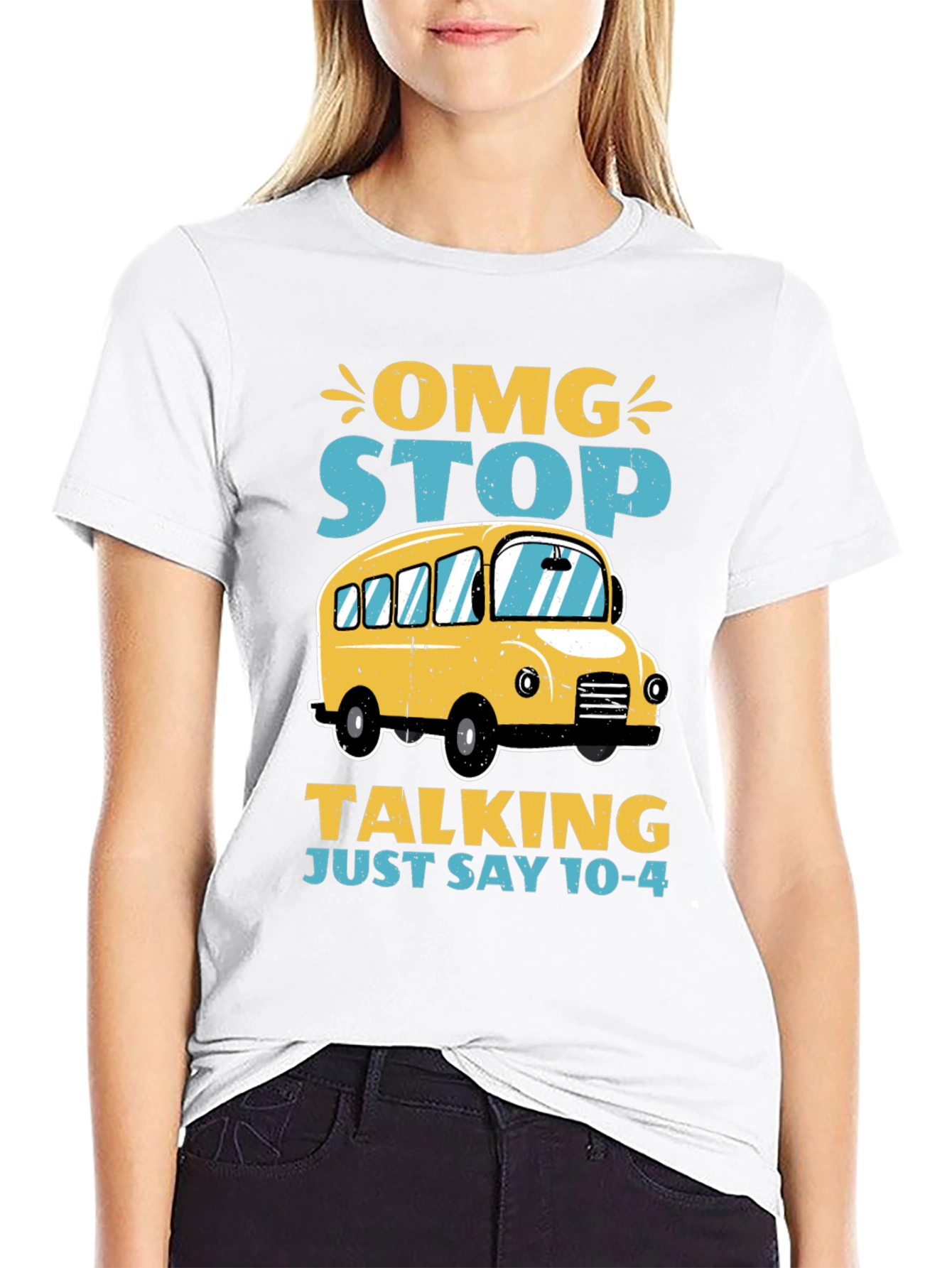 OMG Stop Talking School Bus T-Shirt