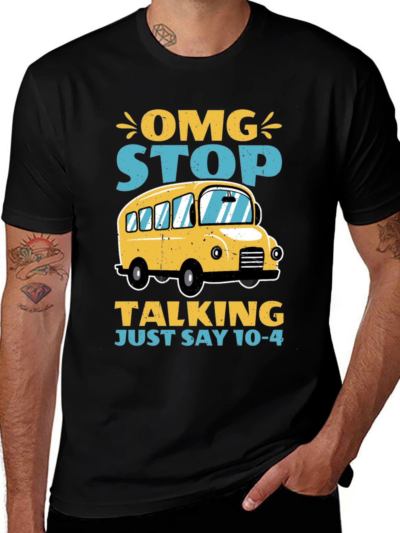 OMG Stop Talking School Bus T-Shirt