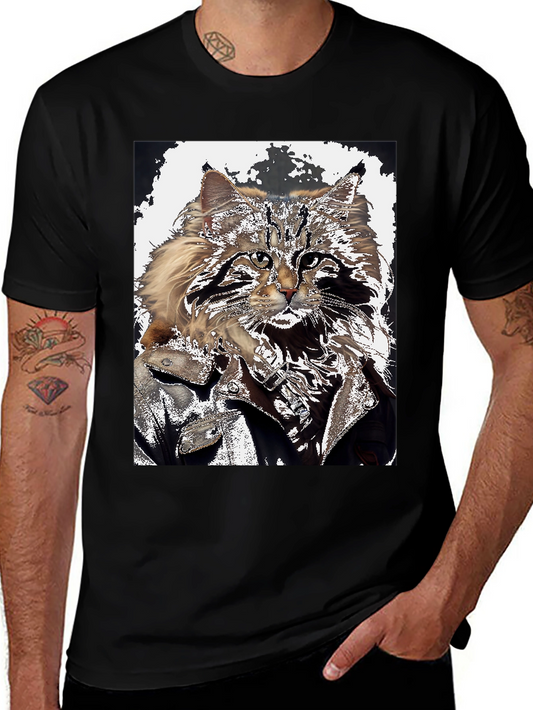 Cool Cat Biker Graphic T-Shirt