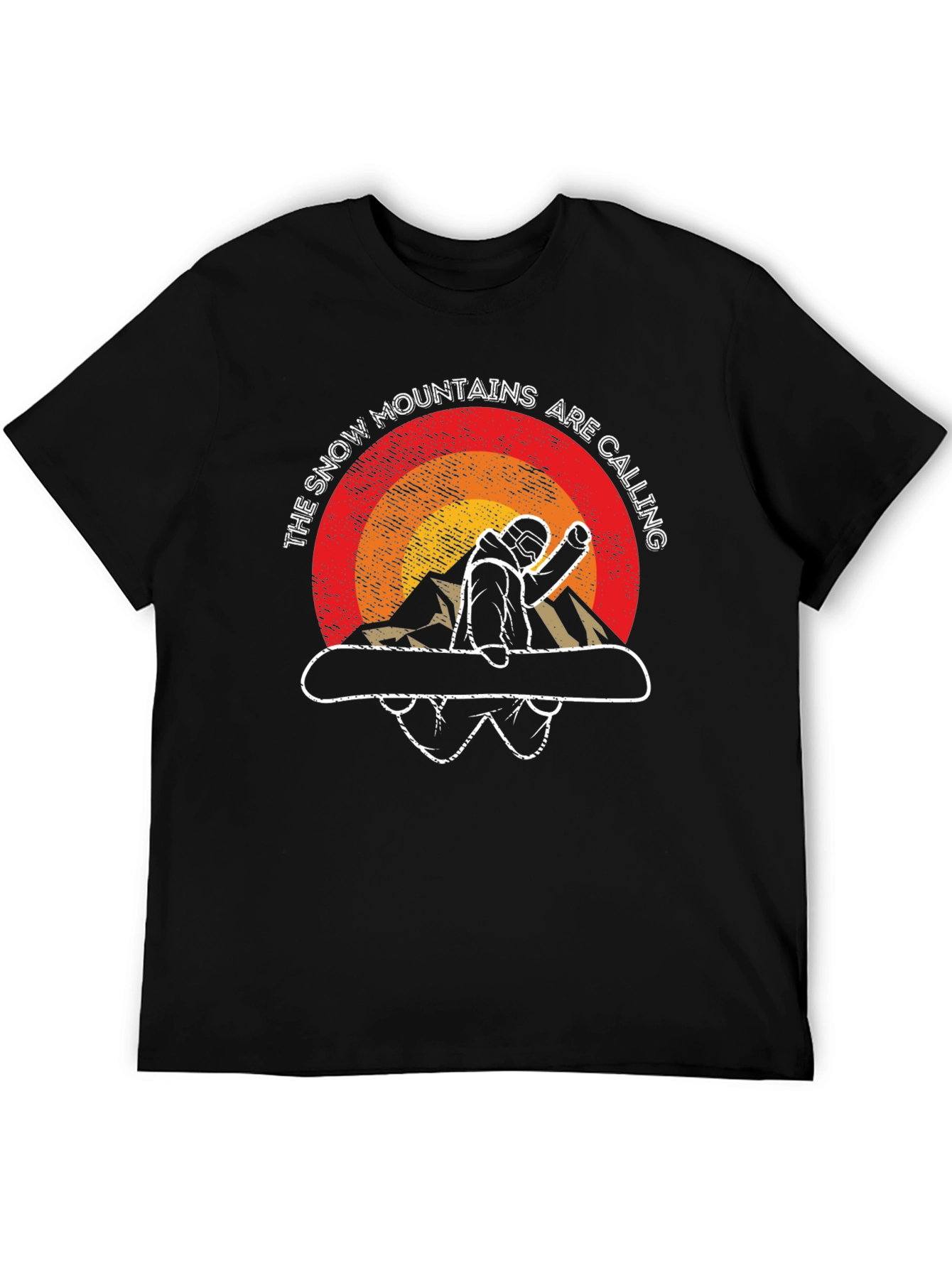 Snow Mountains Calling Black Graphic Tee