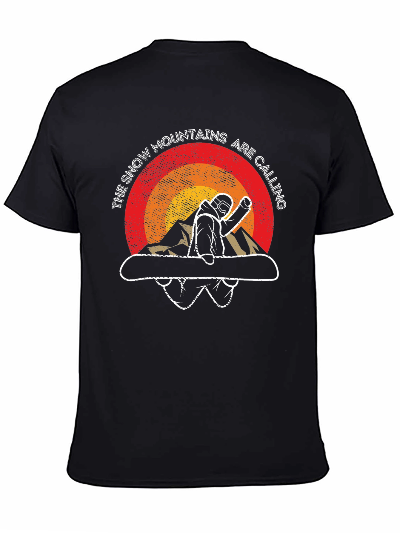 Snow Mountains Calling Black Graphic Tee
