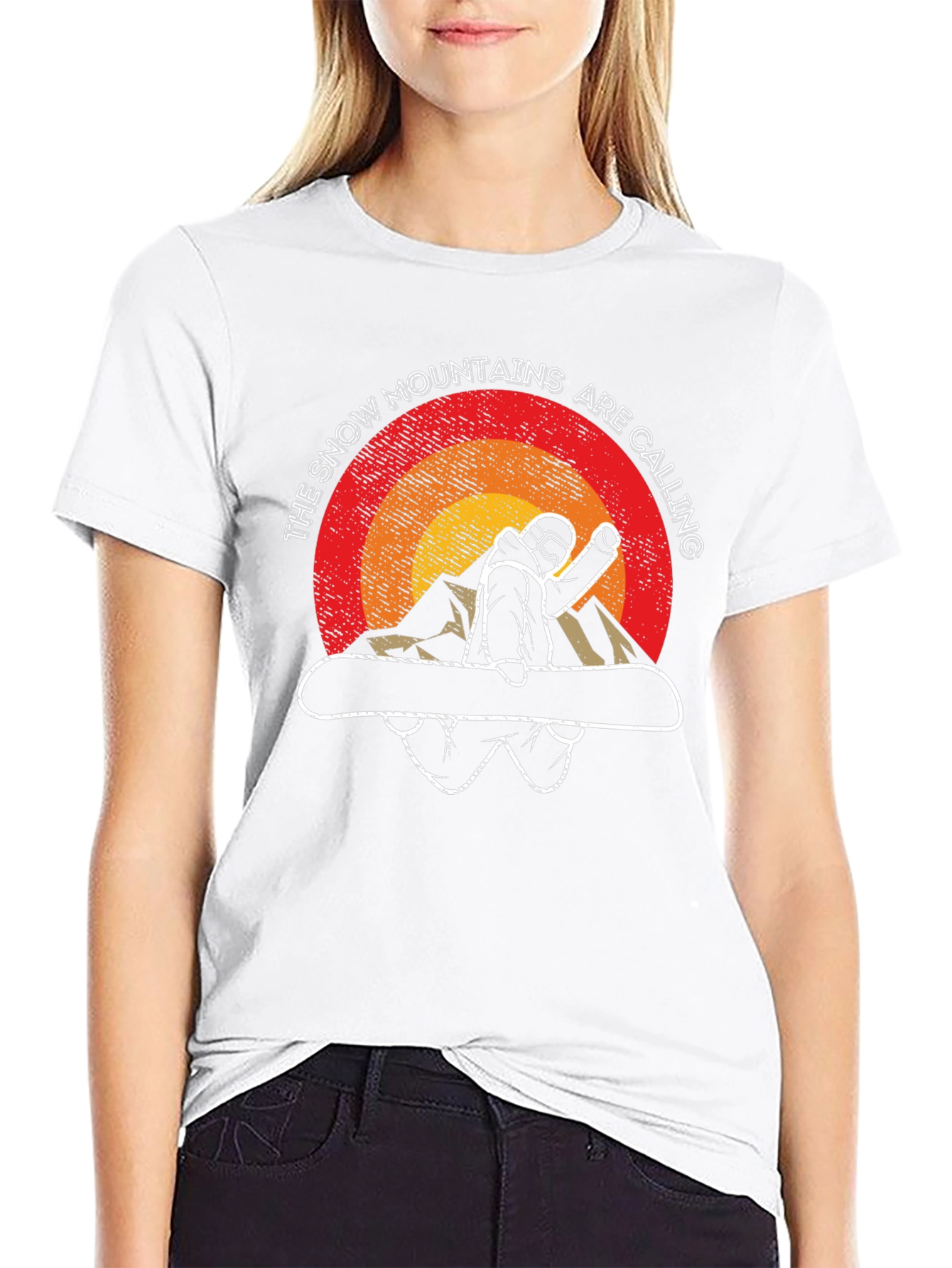 Snow Mountains Calling Black Graphic Tee