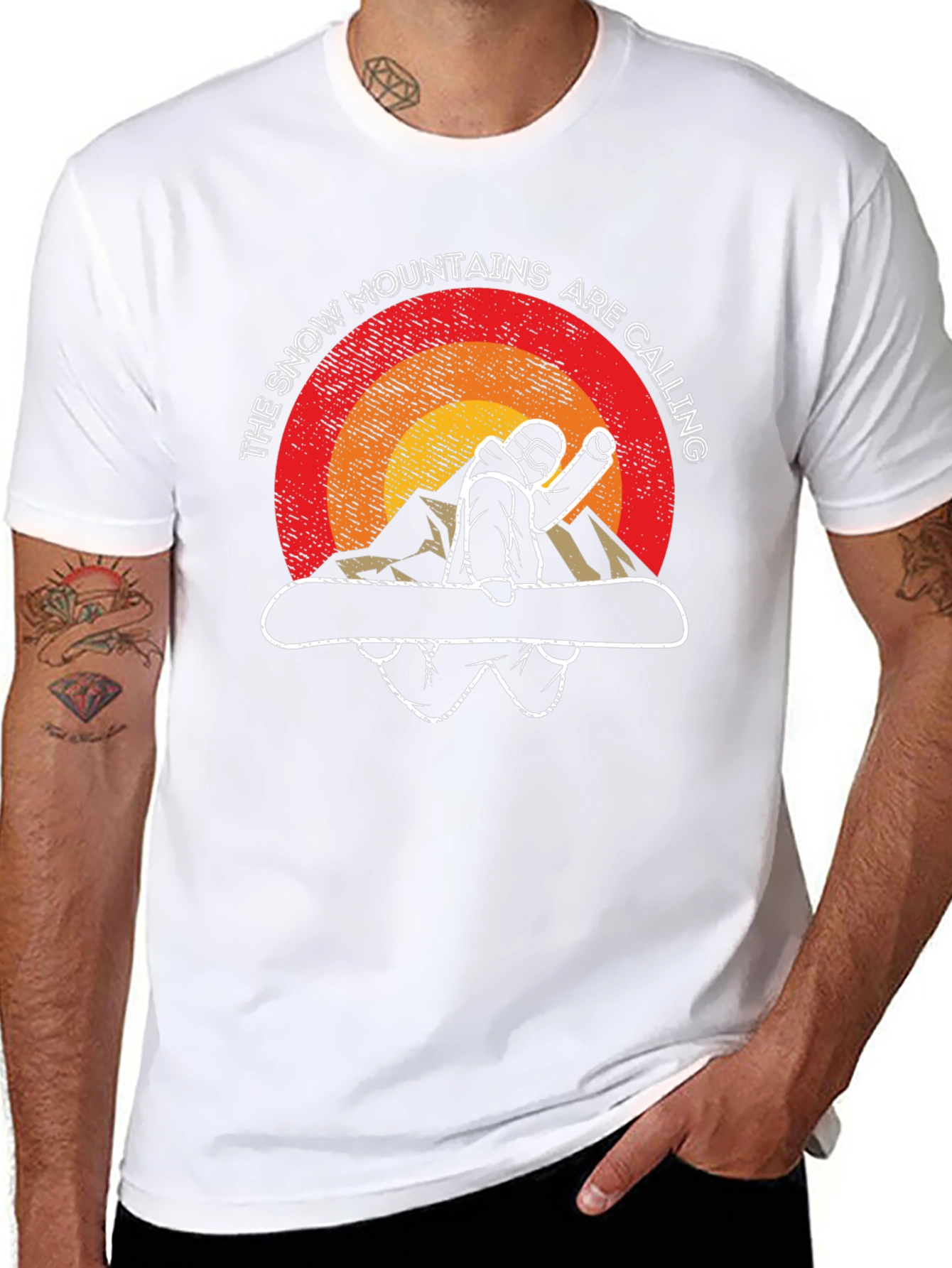 Snow Mountains Calling Black Graphic Tee