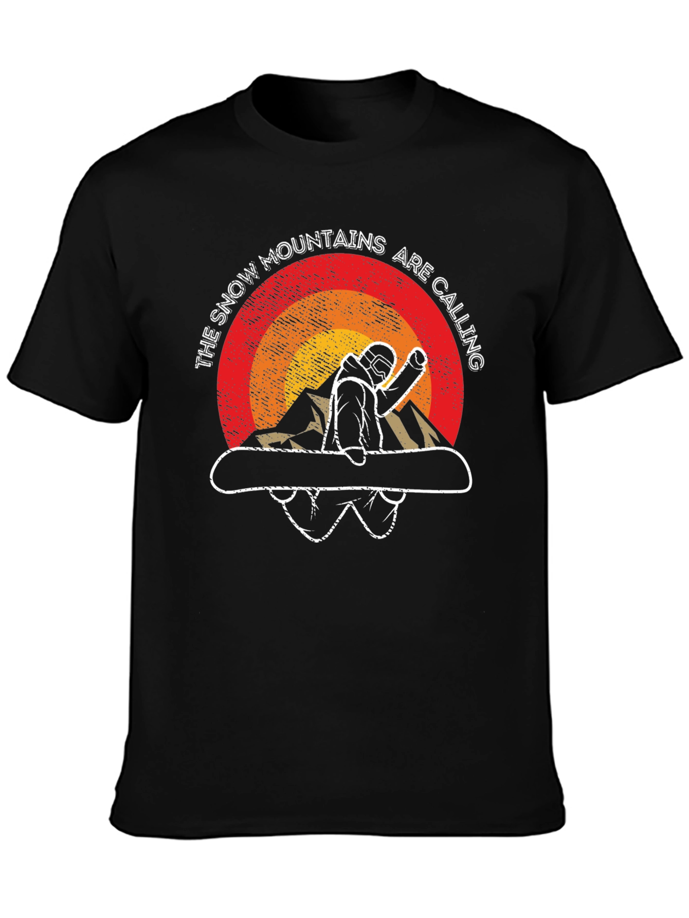 Snow Mountains Calling Black Graphic Tee