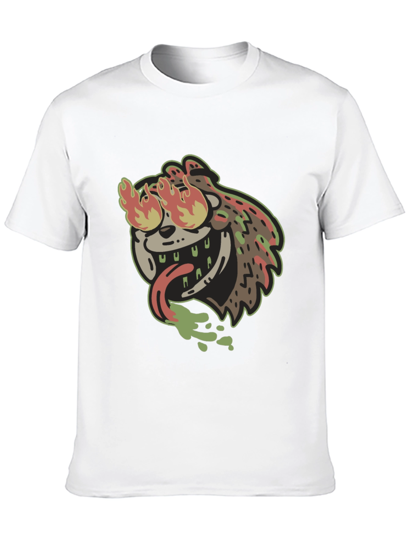 Fiery Cartoon Character Black T-Shirt