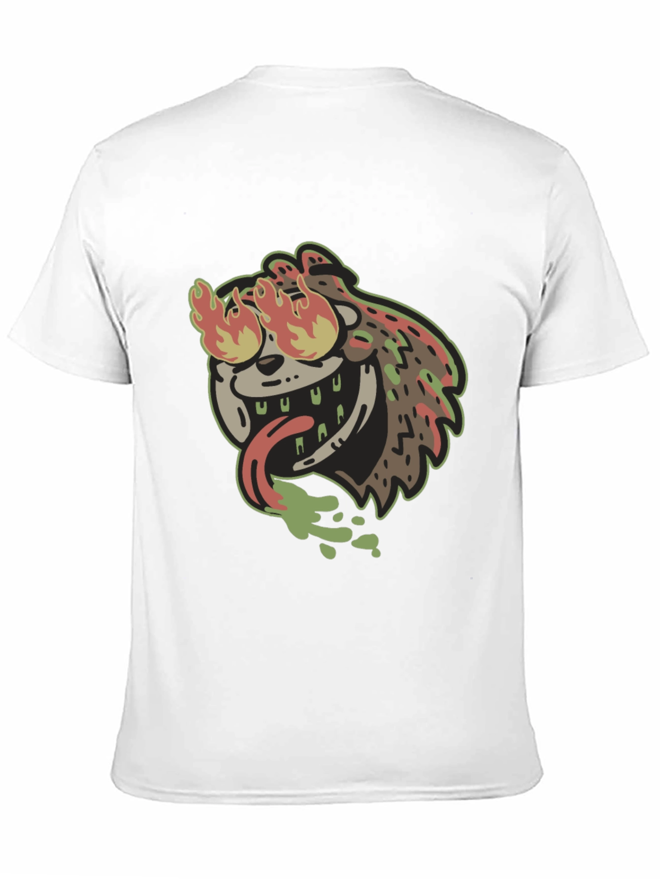 Fiery Cartoon Character Black T-Shirt