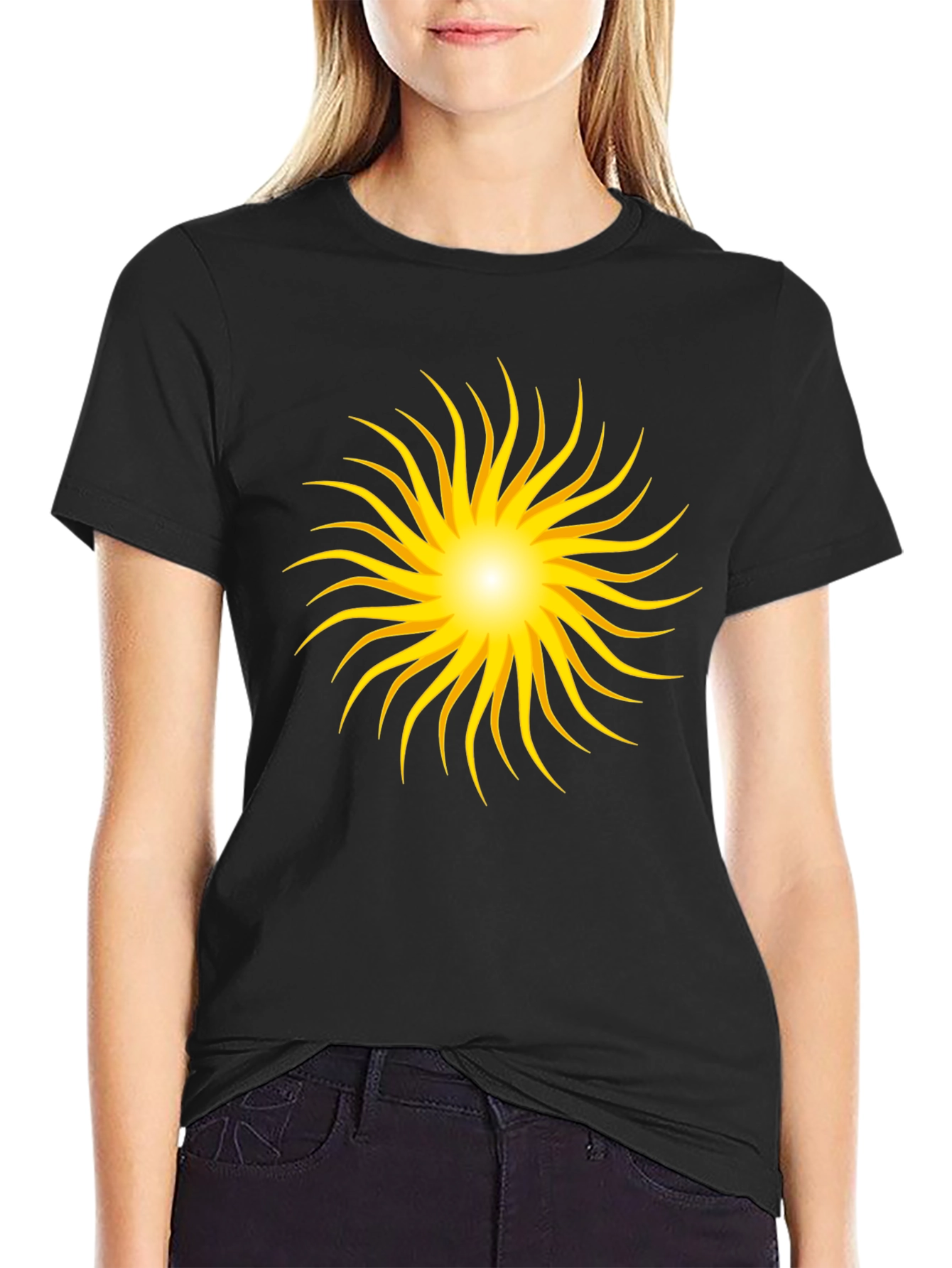 Radiant Sunburst Graphic Black T-Shirt
