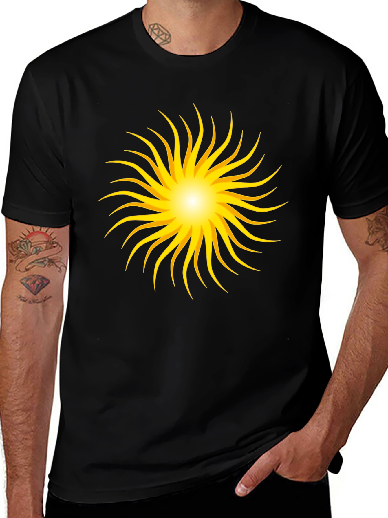 Radiant Sunburst Graphic Black T-Shirt