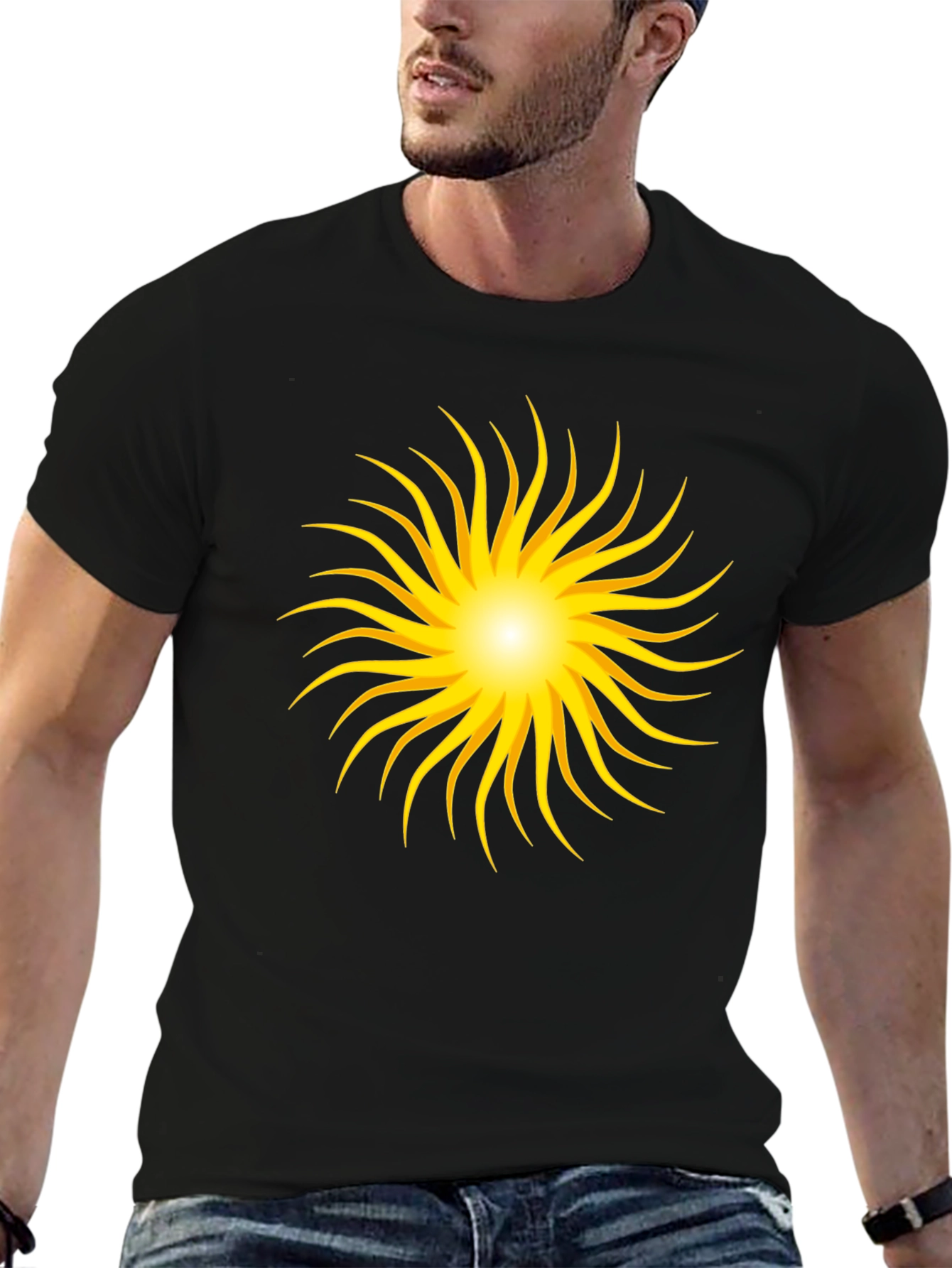 Radiant Sunburst Graphic Black T-Shirt
